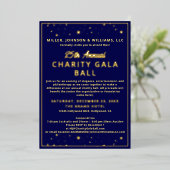 Elegant bedrijf Charity Gala Ball Blue Budget Folie Uitnodiging (Staand Voorkant)