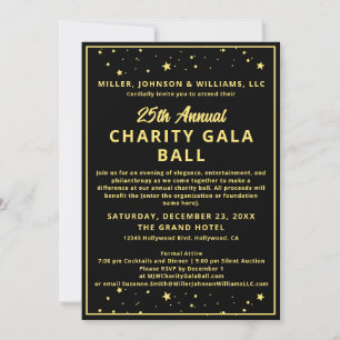 Elegant Bedrijf Charity Gala Ball Budget Zwart Kaart