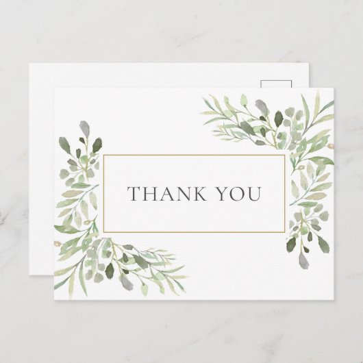 Elegant bedrijf dank u botanisch groen briefkaart (Voorkant / Achterkant)