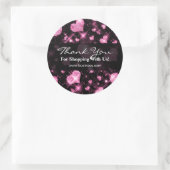 Elegant bedrijf dank u roze glitter harten ronde sticker (Tas)