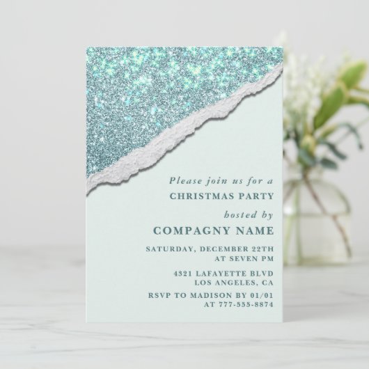 Elegant Bedrijf Kerstfeest Glam Glitter Kaart (Staand voorkant)