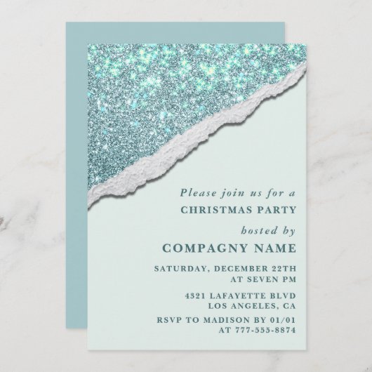 Elegant Bedrijf Kerstfeest Glam Glitter Kaart (Voorkant / Achterkant)