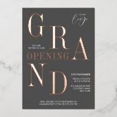 Elegant Bedrijf Lanceerfeest Logo Grey & Roos Gold Folie Uitnodiging (Voorkant)