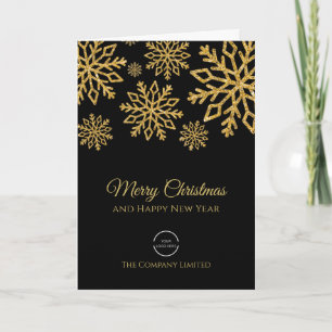Elegant Bedrijf Logo Zwart en Goud Kerst Kaart