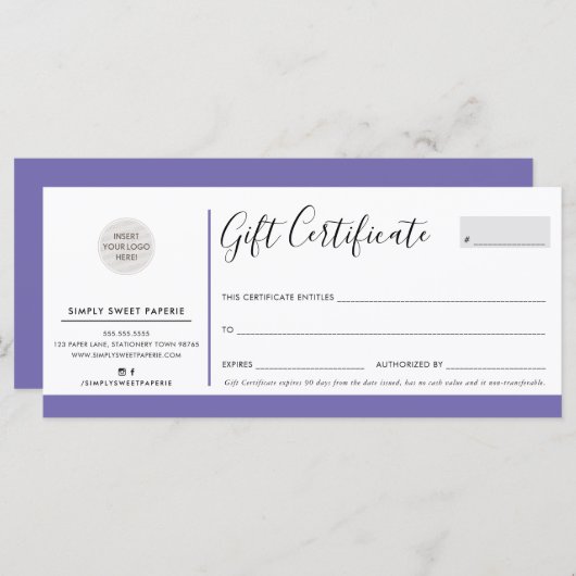 ELEGANT BEDRIJF modern chic logo paars (Voorkant / Achterkant)