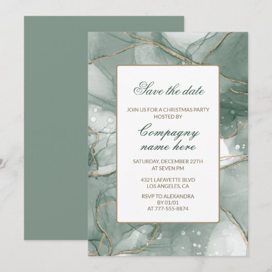 Elegant Bedrijfs Kerstfeest Save the date Kaart (Voorkant / Achterkant)