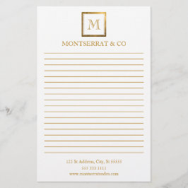 Elegant Bedrijfs Monogram Logo Gouden Vierkante Ge Briefpapier