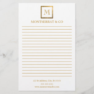 Elegant Bedrijfs Monogram Logo Gouden Vierkante Ge Briefpapier