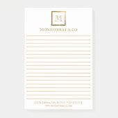 Elegant Bedrijfs Monogram Logo Gouden Vierkante Ge Post-it® Notes (Voorkant)