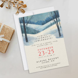 Elegant Bedrijfsblauw Winterlandschap Aquarel Kaart