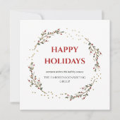 Elegant Bedrijfslogo QR-code Kerstkrans Feestdagenkaart (Voorkant)