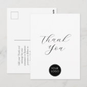 Elegant Bedrijfslogo Script Bedankt Wit Briefkaart (Voorkant / Achterkant)