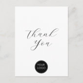Elegant Bedrijfslogo Script Bedankt Wit Briefkaart (Voorkant)