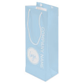 ELEGANT BEDRIJFSMERK BEDRIJFSNAAM & LOGO ON BLUE WIJN CADEAUTAS (Achterkant Gekanteld)