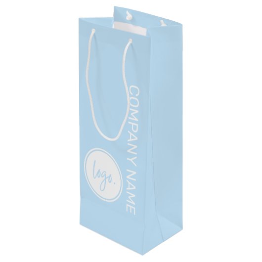 ELEGANT BEDRIJFSMERK BEDRIJFSNAAM & LOGO ON BLUE WIJN CADEAUTAS (Achterkant Gekanteld)