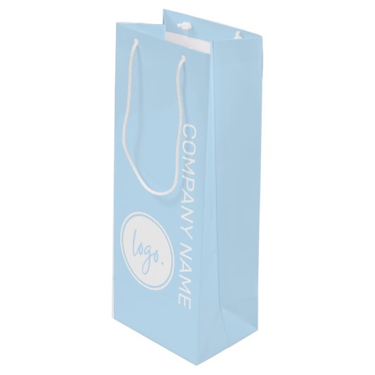 ELEGANT BEDRIJFSMERK BEDRIJFSNAAM & LOGO ON BLUE WIJN CADEAUTAS (Voorkant Gekanteld)