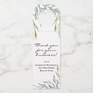 Elegant bedrijfsnaam Greenery Client Gift Flessenhanger