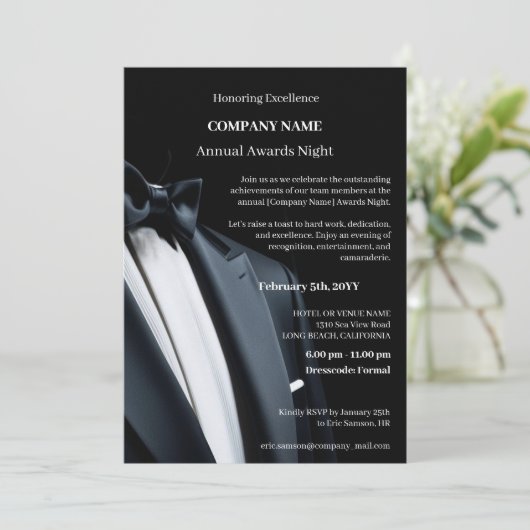 Elegant Bedrijfsprijs gala avond Kaart (Staand voorkant)