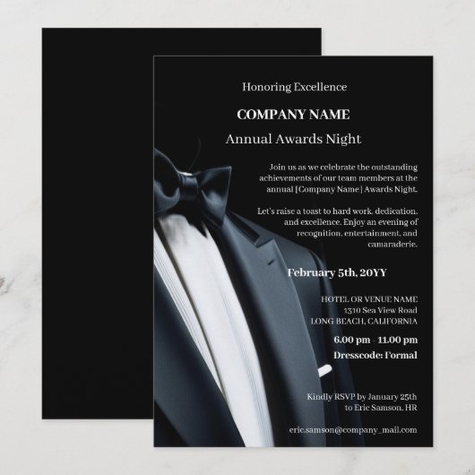 Elegant Bedrijfsprijs gala avond Kaart (Voorkant / Achterkant)