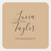 Elegant bedrijfsscriptbrij vierkante sticker (Voorkant)