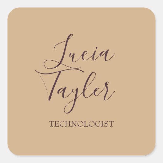 Elegant bedrijfsscriptbrij vierkante sticker (Voorkant)