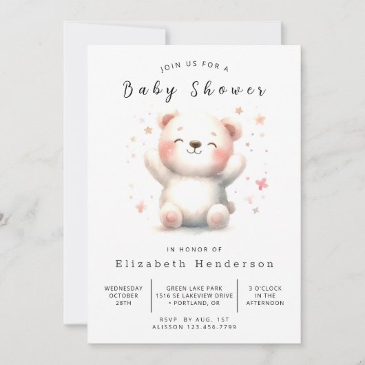 Elegant bedrukbaar Beren Baby shower Kaart (Voorkant)