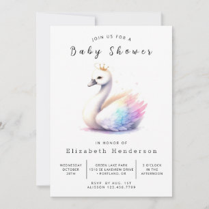Elegant bedrukbaar zwaan Baby shower Kaart