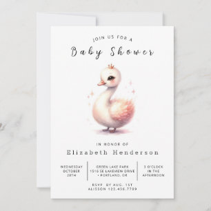 Elegant bedrukbaar zwaan Baby shower Kaart