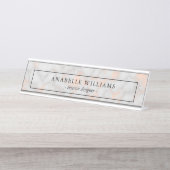 Elegant bedrukt Roos Marble Texture Bureau Naambordje (Voorkant)