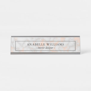 Elegant bedrukt Roos Marble Texture Bureau Naambordje