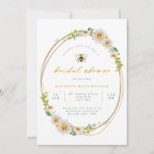 Elegant Bee and Daisies Bridal Shower Invitation Kaart (Voorkant)