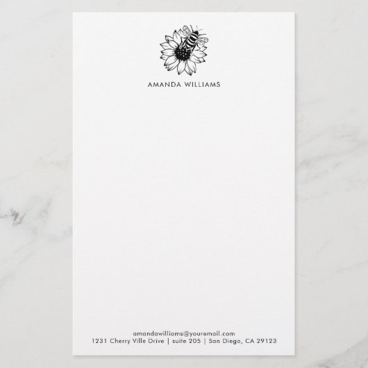 Elegant Bee Custom Letterhead Briefpapier (Voorkant)