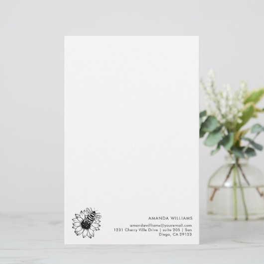 Elegant Bee Custom Letterhead Briefpapier (Staand voorkant)