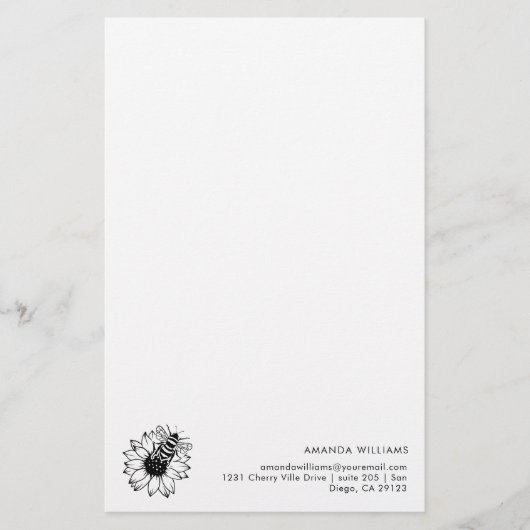 Elegant Bee Custom Letterhead Briefpapier (Voorkant)
