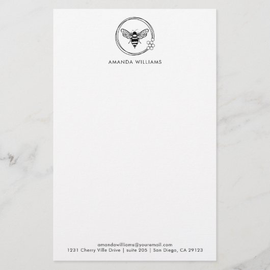 Elegant Bee Custom Letterhead Briefpapier (Voorkant)