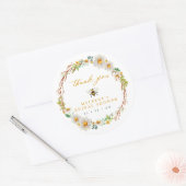 Elegant Bee en Daisies Vrijgezellenfeest Ronde Sticker (Envelop)