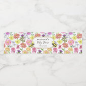 Elegant Bee en Wildflower Baby shower Waterfles Etiket (Enkel label)