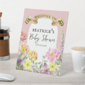 Elegant Bee en Wildflower Baby shower Welkom Reclamebord Met Voetstuk (Insitu)
