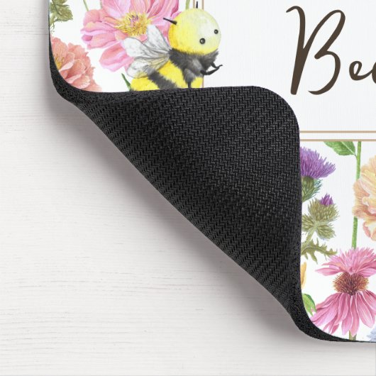 Elegant Bee en Wildflower Waterverf Pattern Muismat (Hoek)