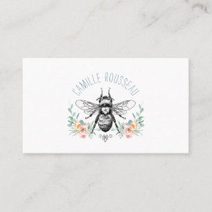 Elegant bee Floral Calling Card Contactkaartje