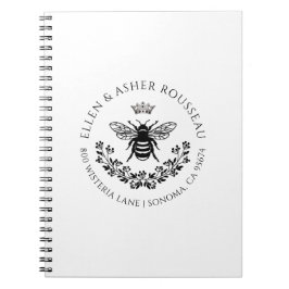 Elegant Bee Floral Passen getrouwd Naam Logo Notitieboek