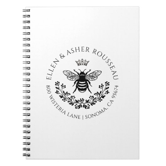 Elegant Bee Floral Passen getrouwd Naam Logo Notitieboek (Voorkant)