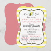 Elegant Bee Girl Baby shower uitnodiging (Voorkant / Achterkant)