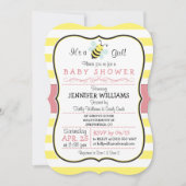 Elegant Bee Girl Baby shower uitnodiging (Voorkant)