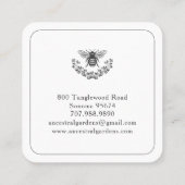 Elegant Bee Laurel Gardener Landscaper Vierkante Visitekaartje (Achterkant)