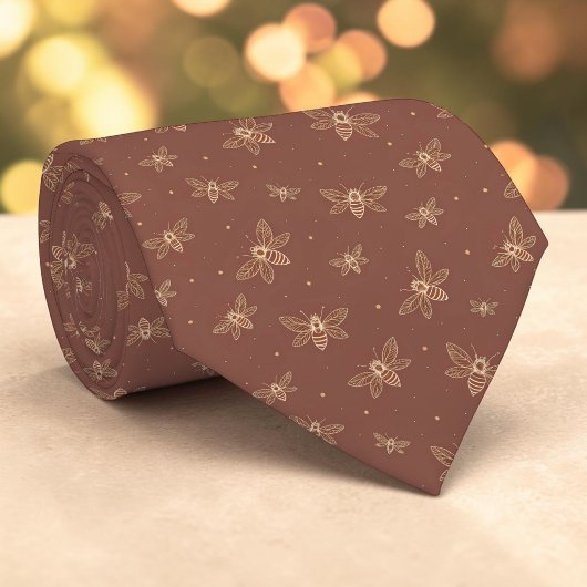Elegant Bee Pattern Custom Necktie Stropdas