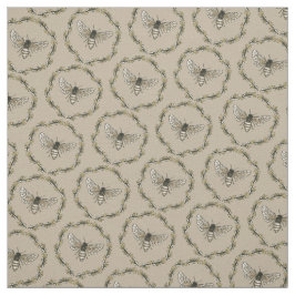 Elegant Bee Pattern Tan Cotton Fabric Stof