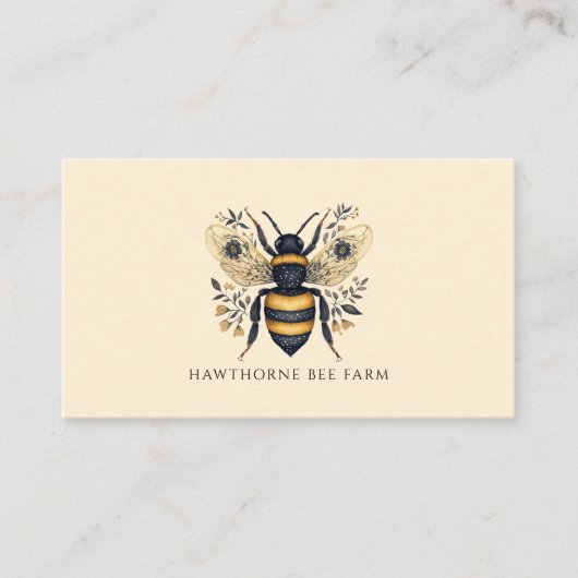Elegant Beekeeper Apiary Botanical Bee Template Visitekaartje (Voorkant)