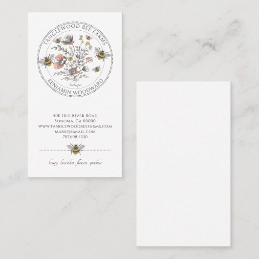 Elegant Beekeeper Apiary Visitekaartje (Voorkant / Achterkant)