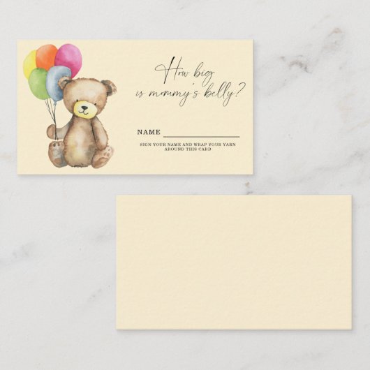 Elegant Beer - Hoe groot is het buikspel van mama? Informatiekaartje (Voorkant / Achterkant)